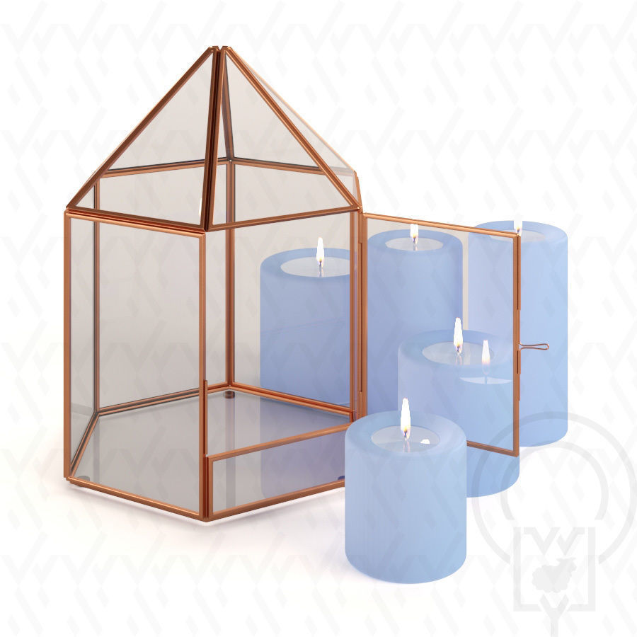 Glass tabletop gazebo Hexagon Low-poly 3D model_2