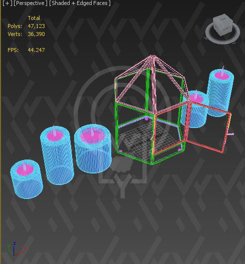 Glass tabletop gazebo Hexagon Low-poly 3D model_15