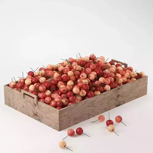 Cherries in a wooden box