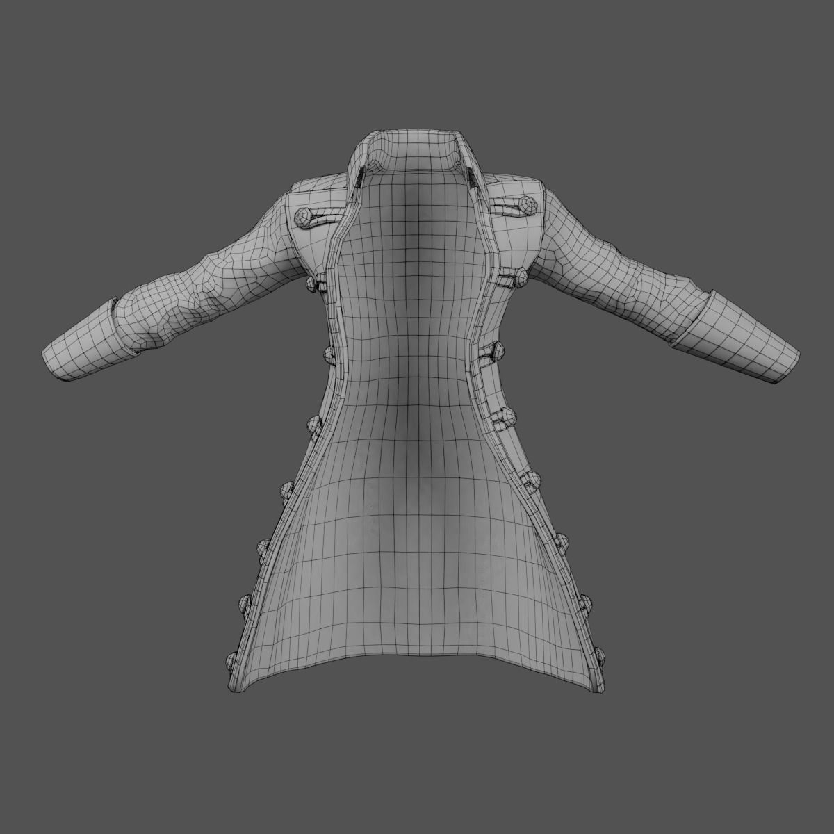 Coat Female Pirate Low-poly 3D model_8