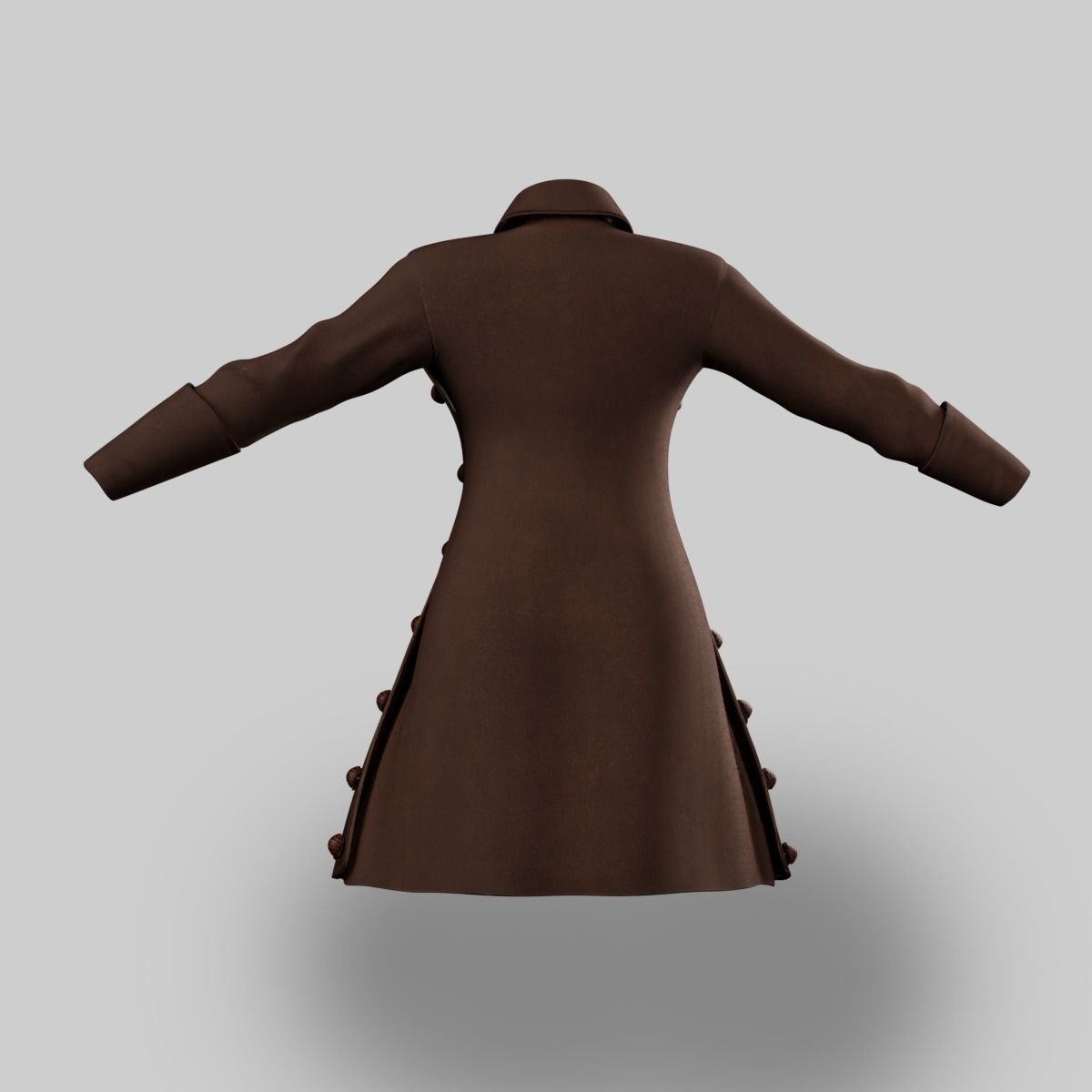 Coat Female Pirate Low-poly 3D model_4