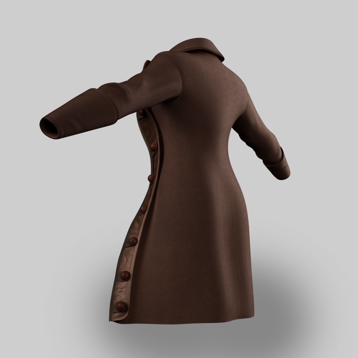 Coat Female Pirate Low-poly 3D model_5