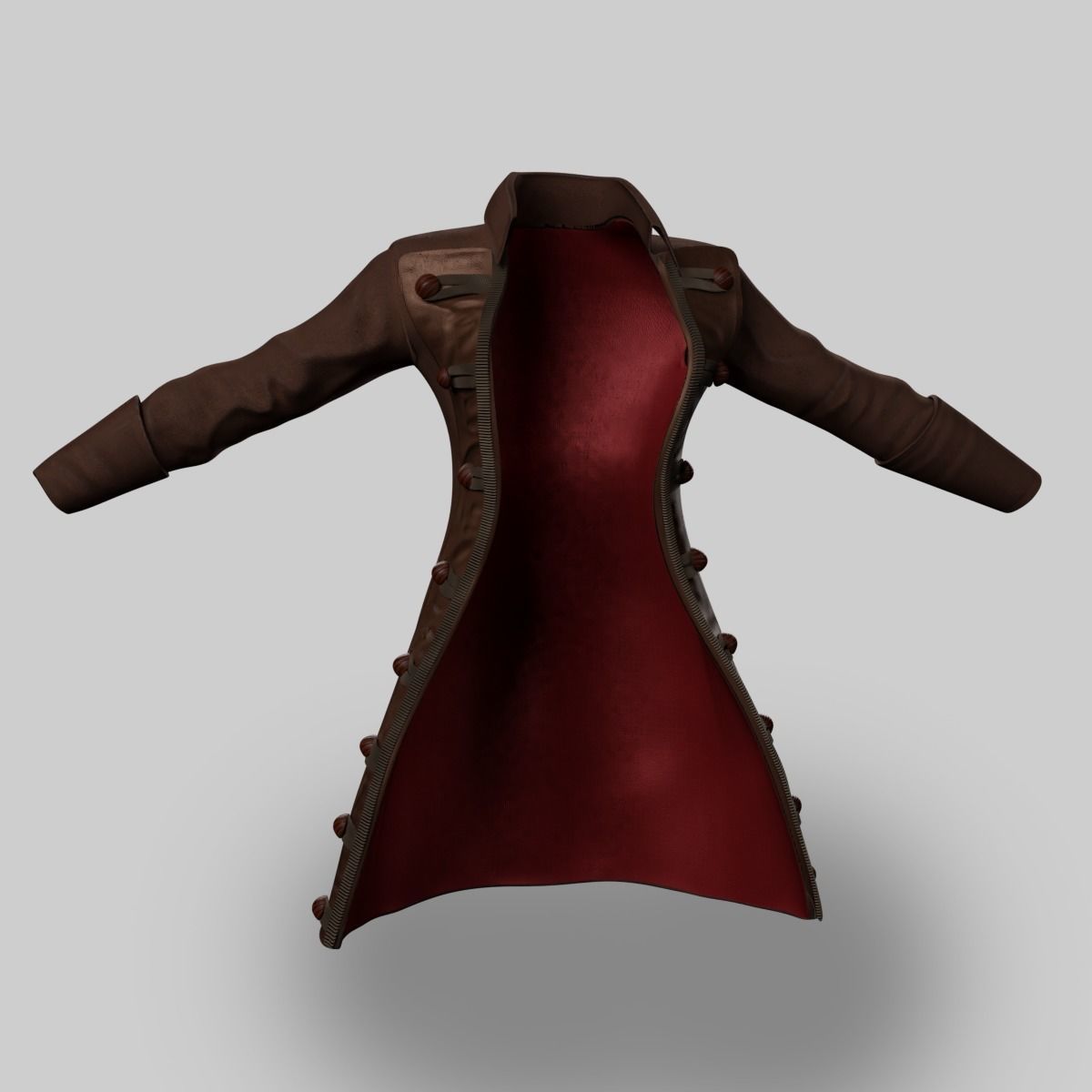 Coat Female Pirate Low-poly 3D model_2
