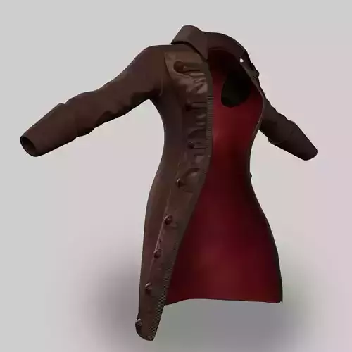 Coat Female Pirate Low-poly 3D model Coat Female Pirate Low-poly 3D model