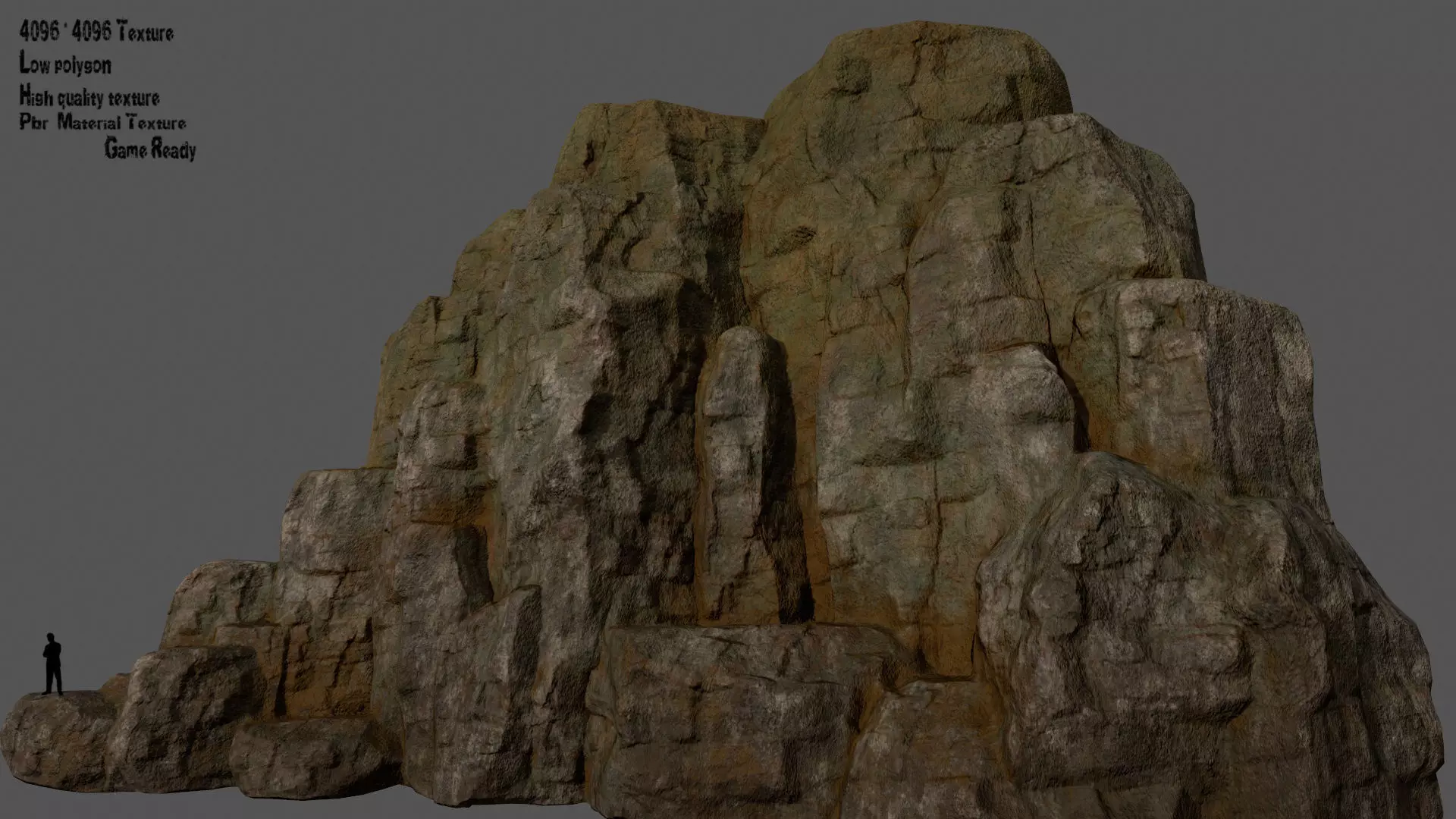 Mountain rock Low-poly 3D model_0
