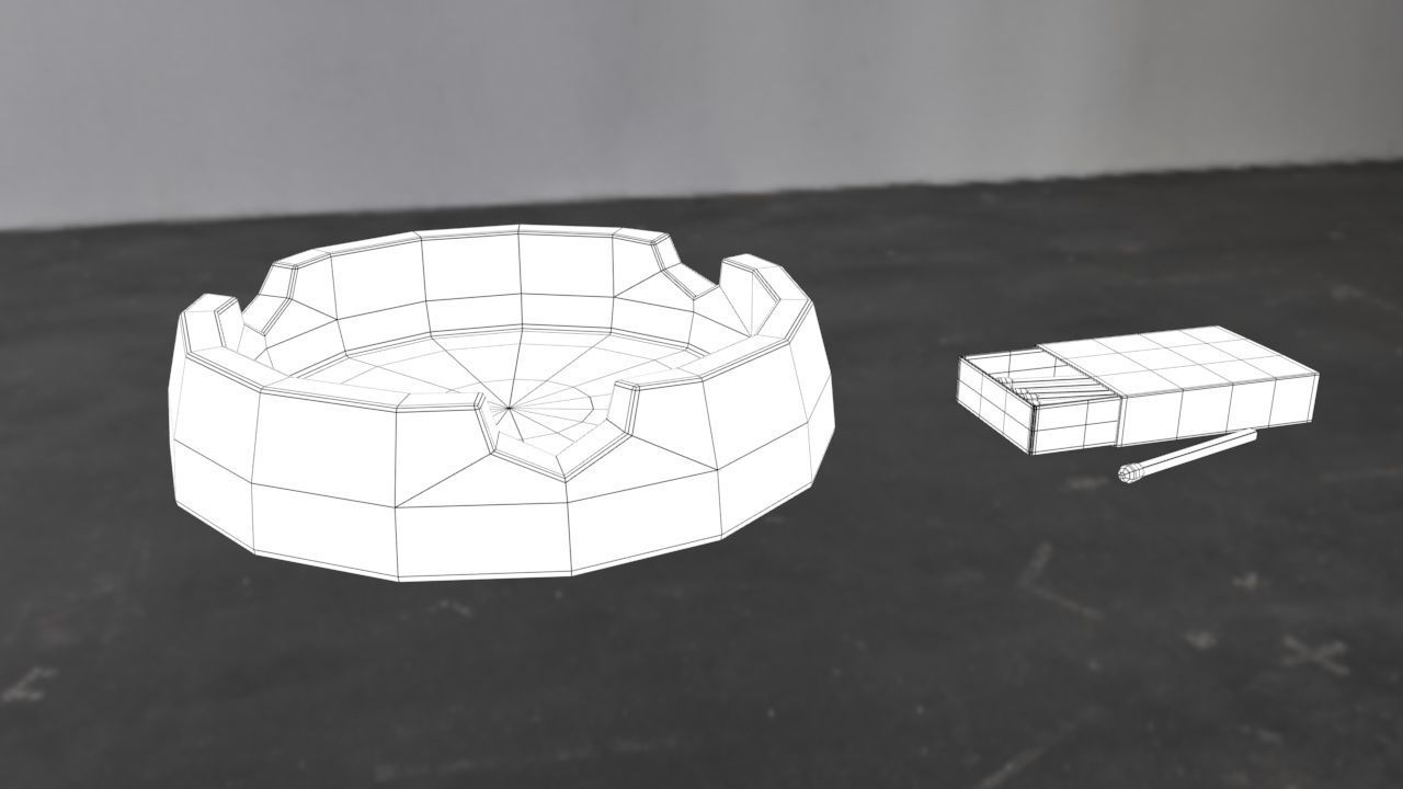 Ashtray and Matchbox 3D model_3
