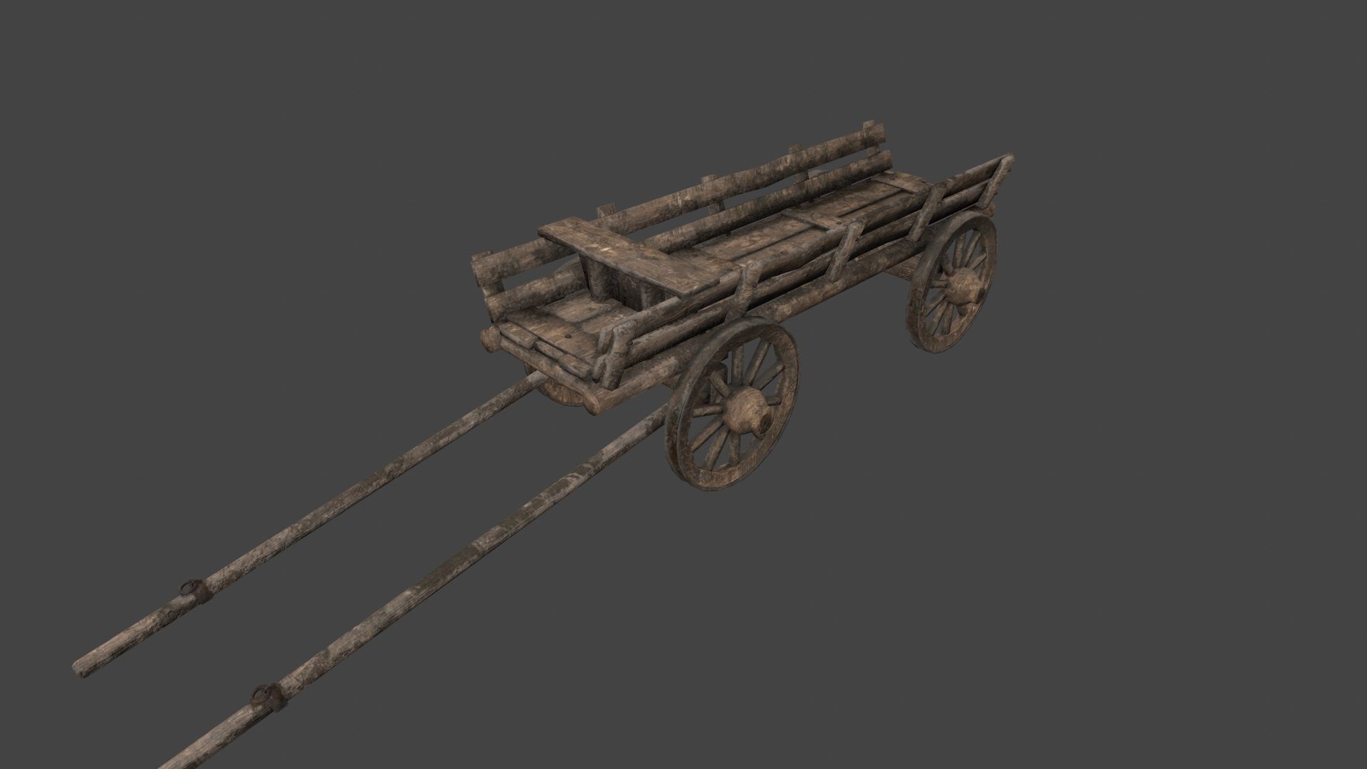 Wooden  Cart Low-poly 3D model_1