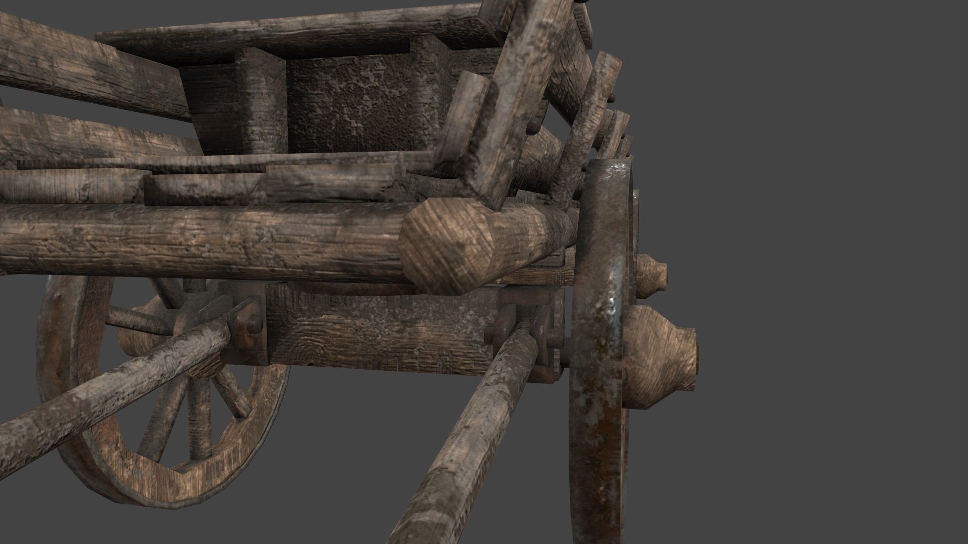 Wooden  Cart Low-poly 3D model_11