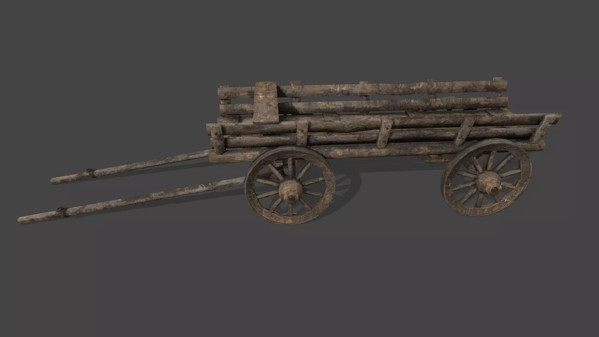 Wooden  Cart Low-poly 3D model_0