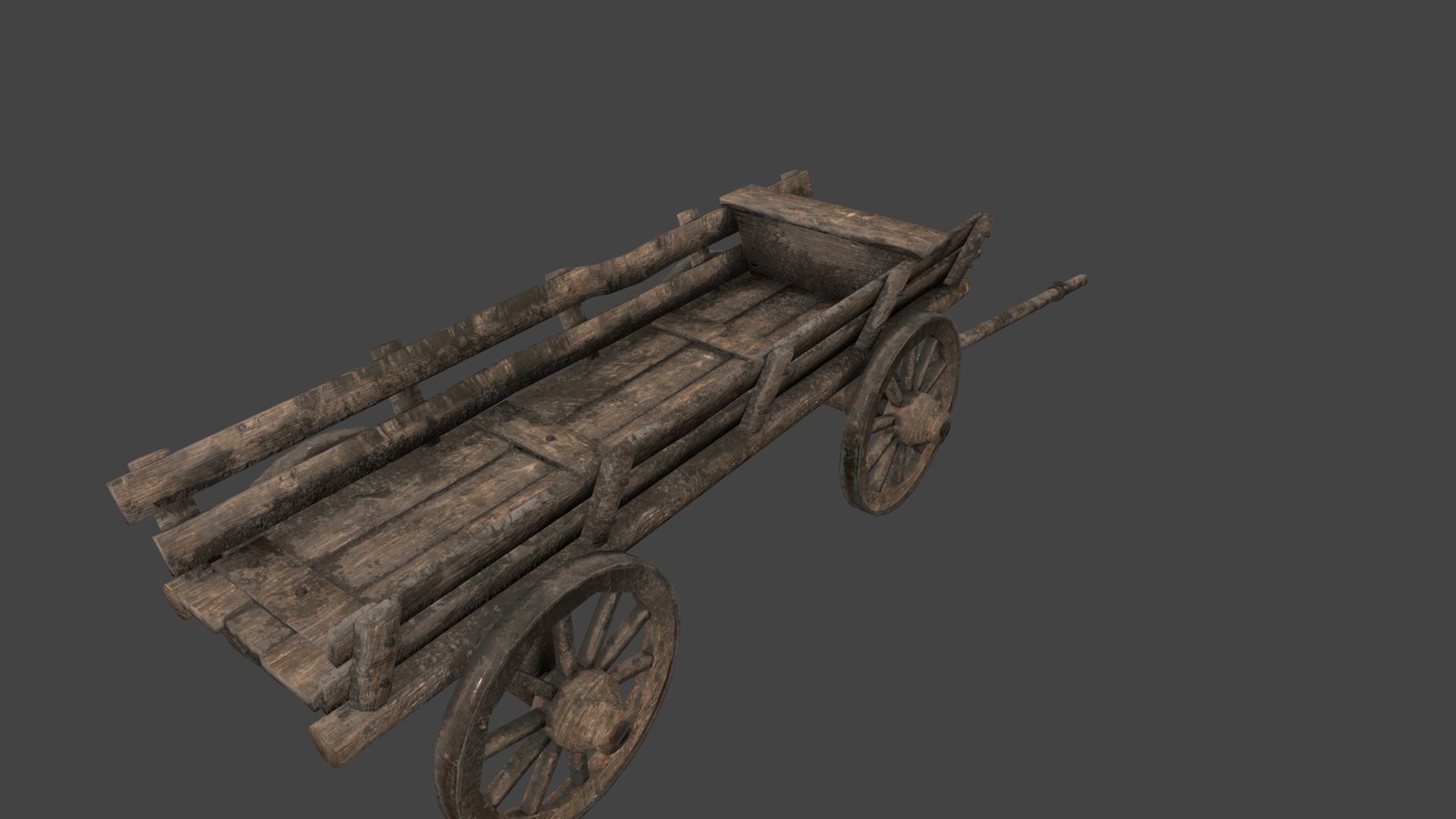 Wooden  Cart Low-poly 3D model_5