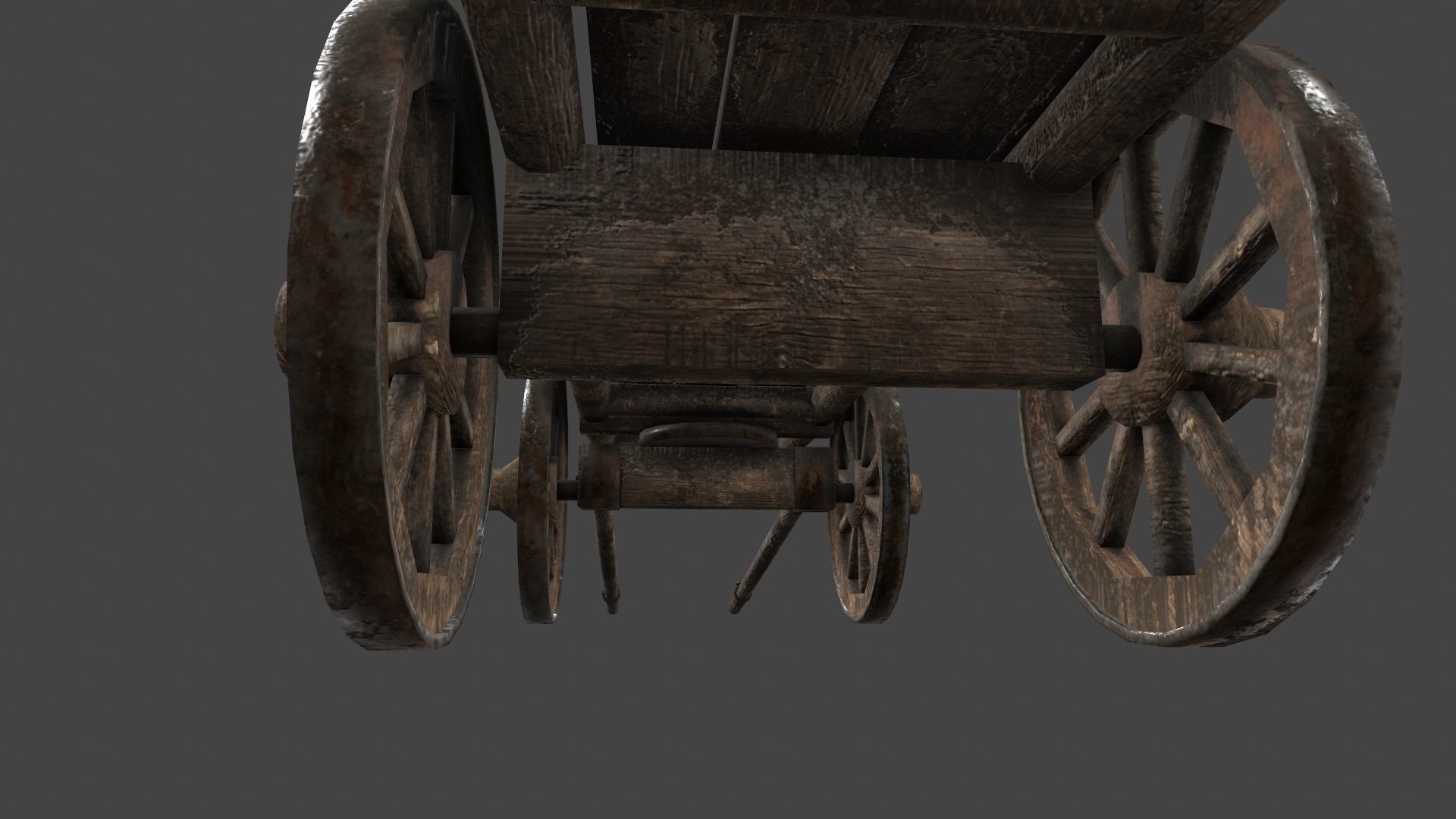 Wooden  Cart Low-poly 3D model_9