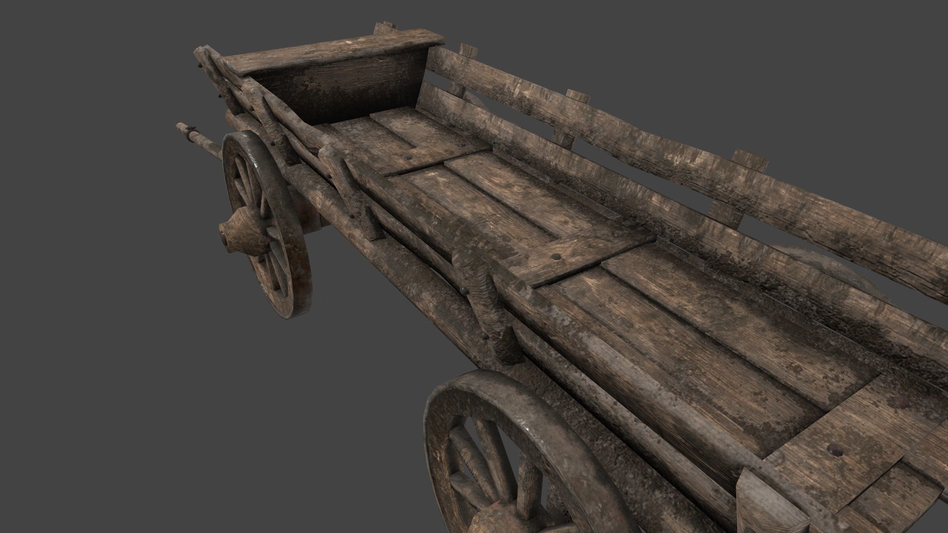 Wooden  Cart Low-poly 3D model_12
