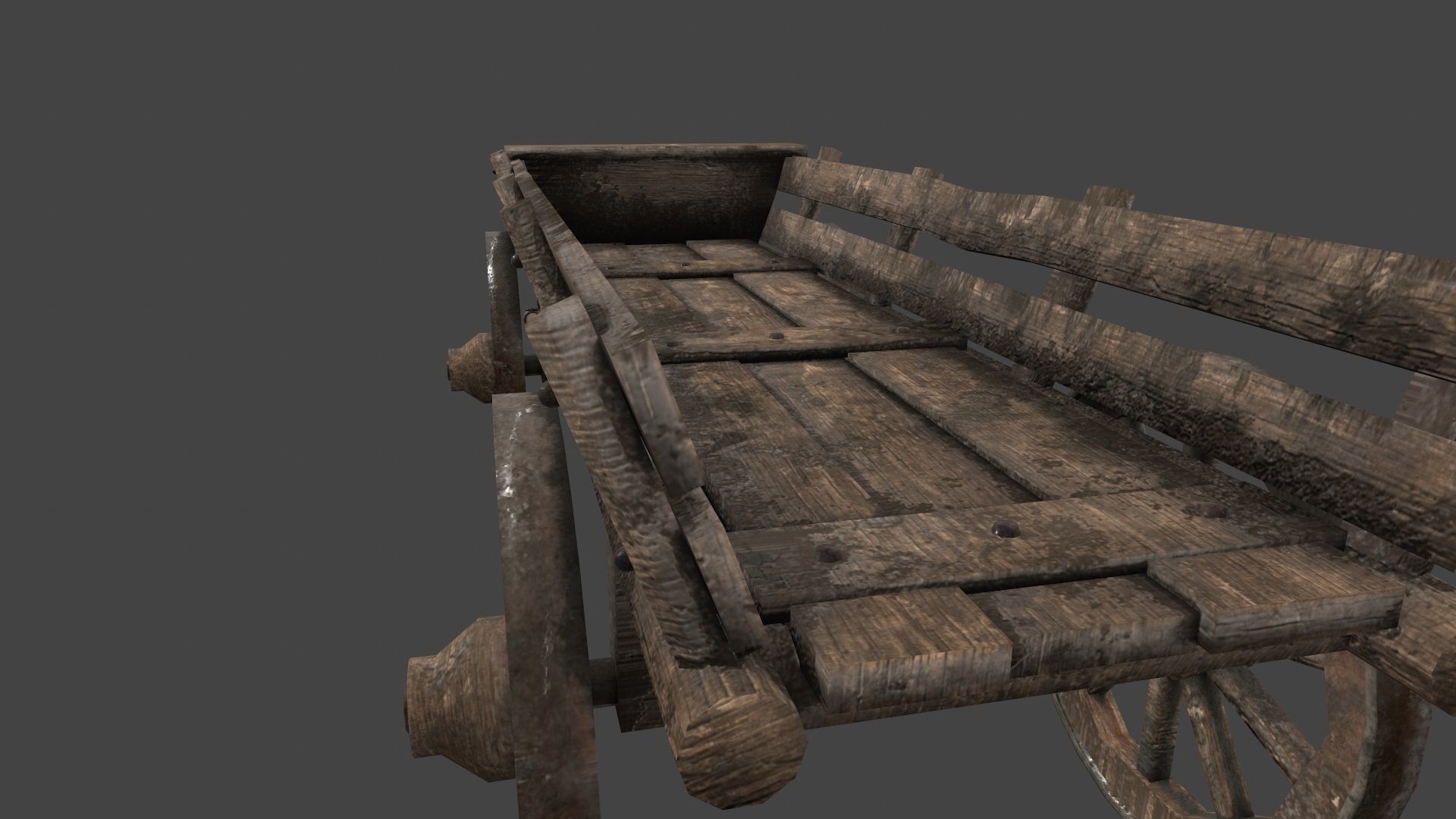 Wooden  Cart Low-poly 3D model_8