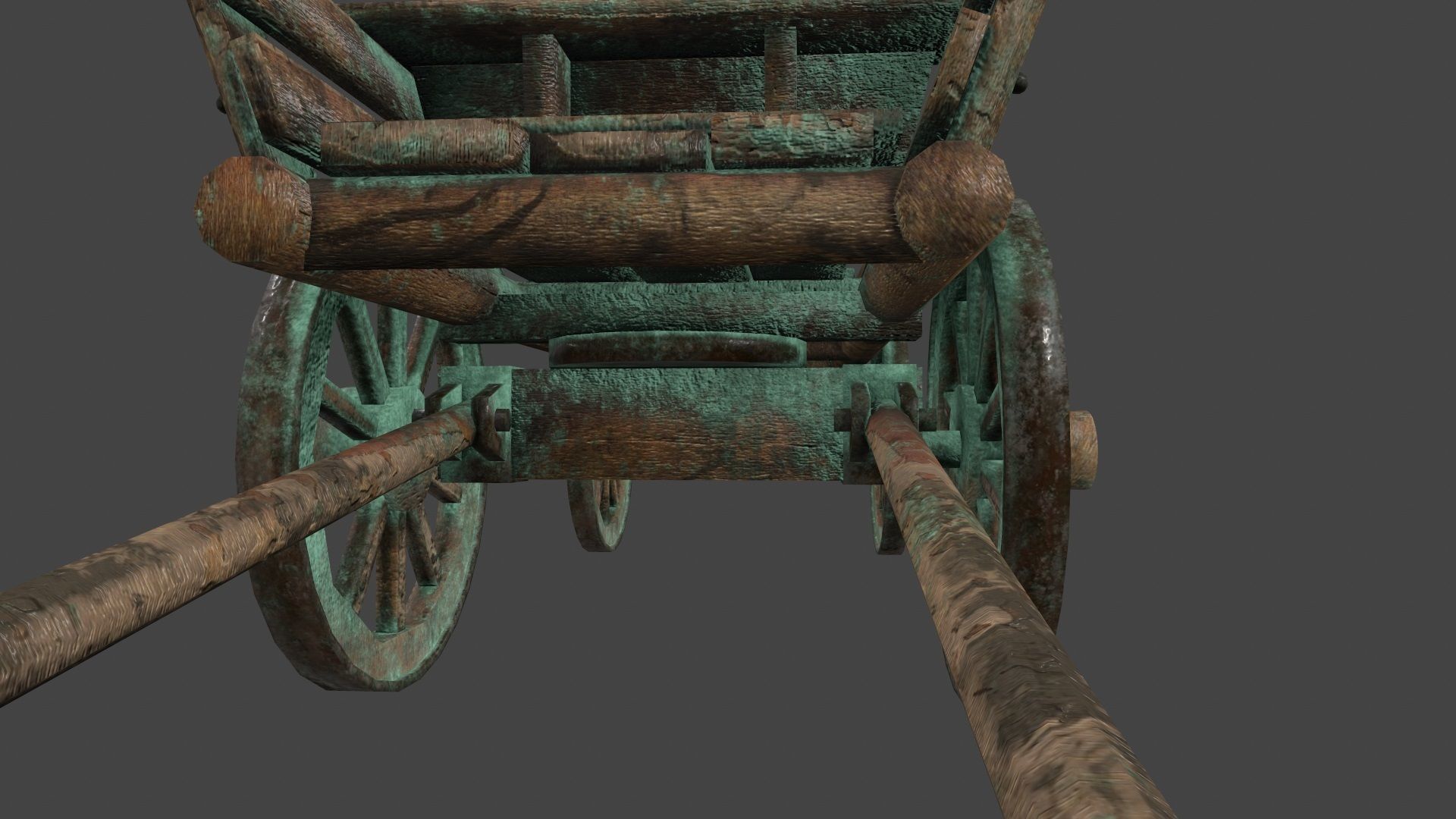 Wooden Cart Low-poly 3D model_13