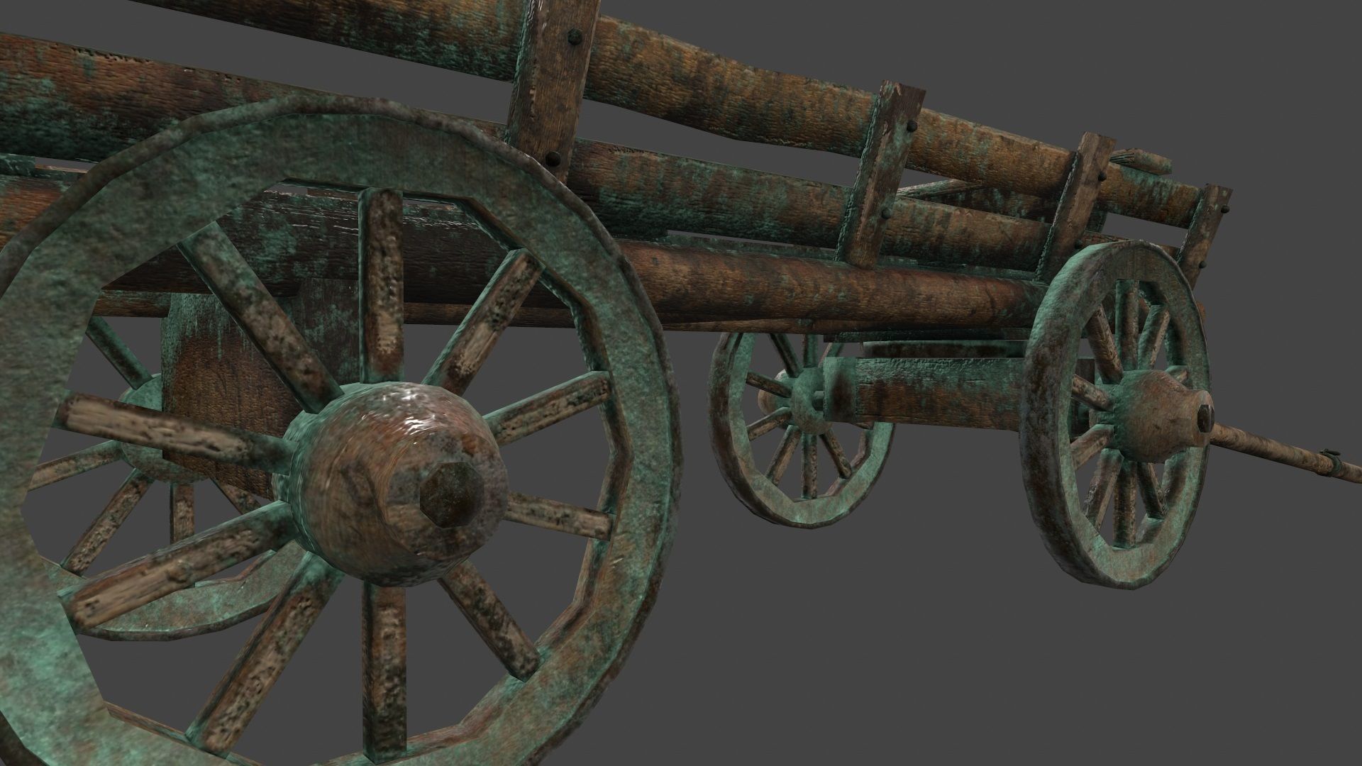 Wooden Cart Low-poly 3D model_15