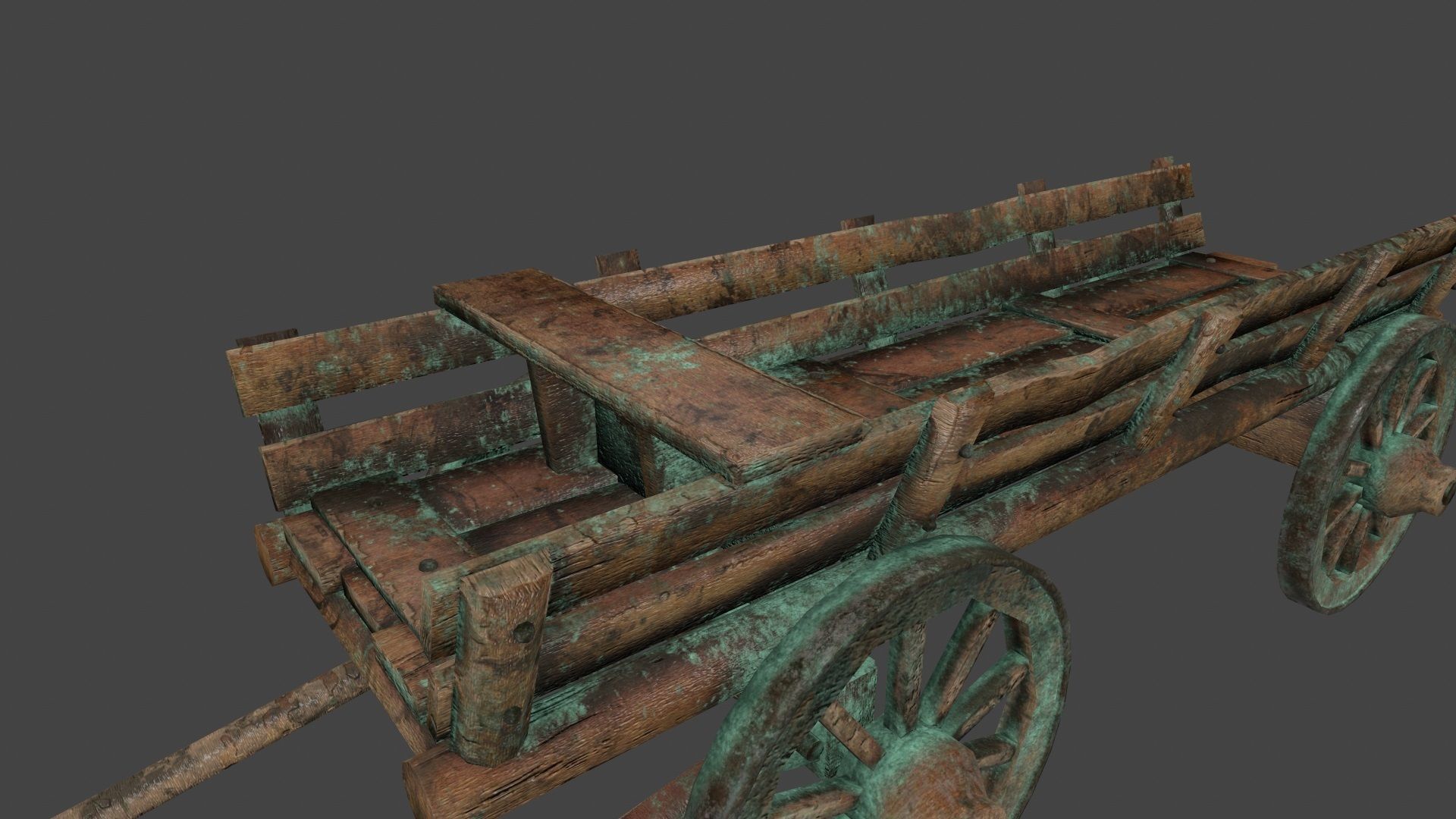 Wooden Cart Low-poly 3D model_18