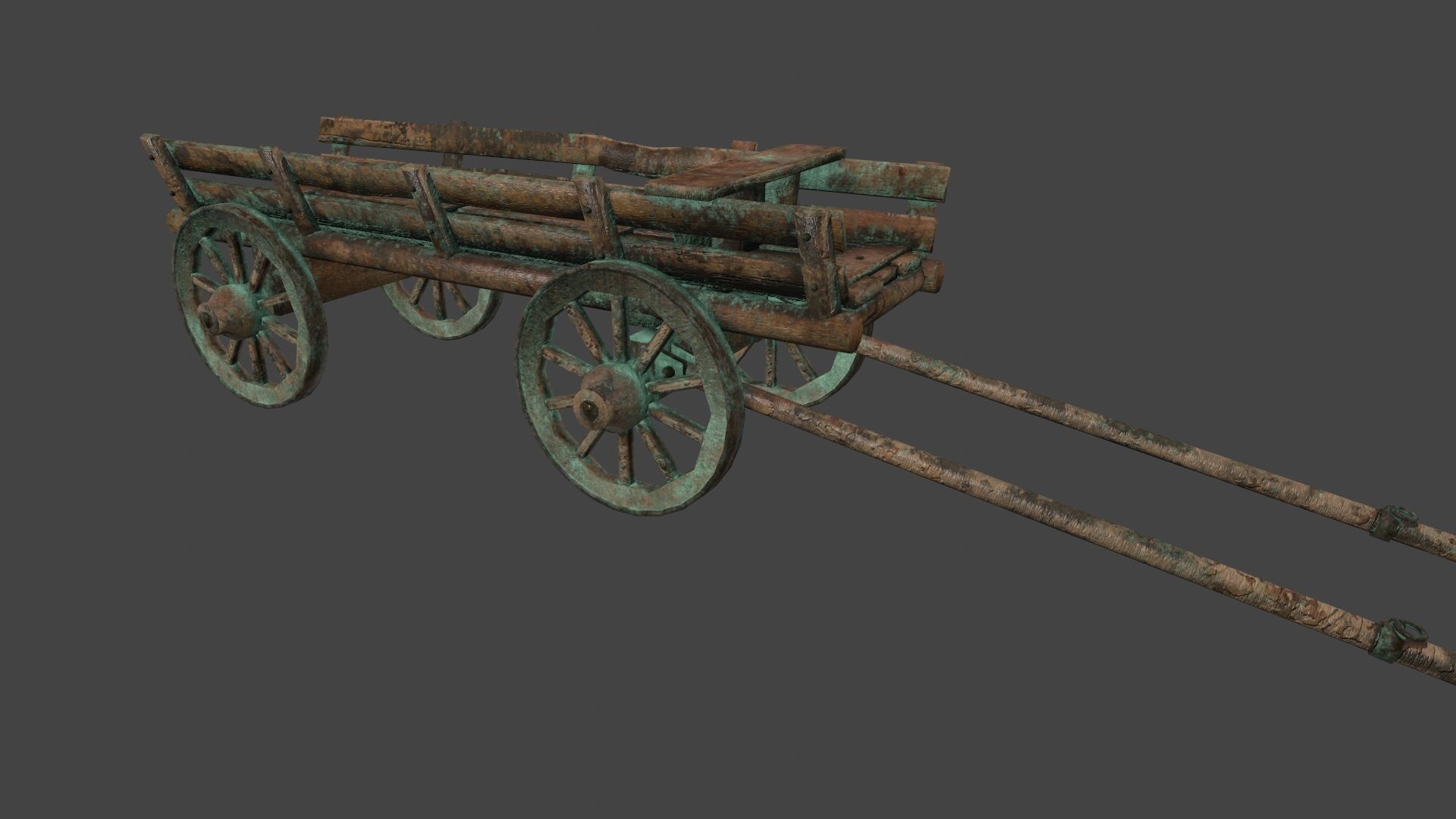 Wooden Cart Low-poly 3D model_5