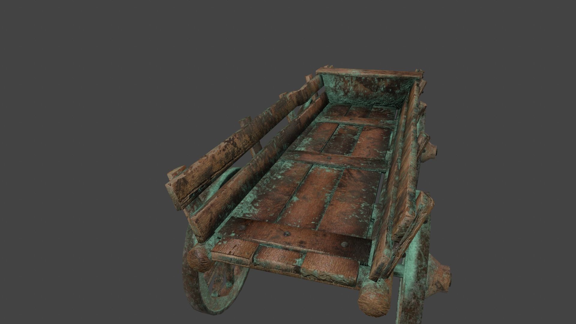 Wooden Cart Low-poly 3D model_8