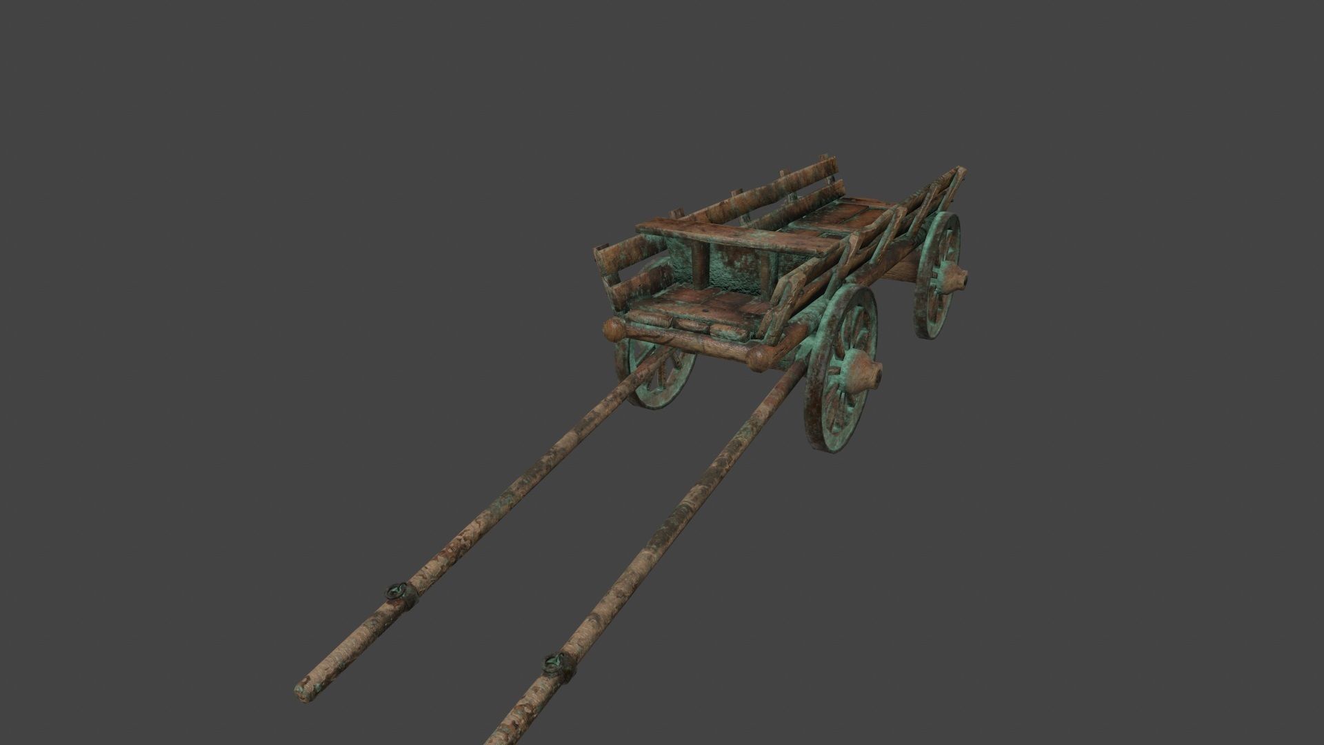 Wooden Cart Low-poly 3D model_3