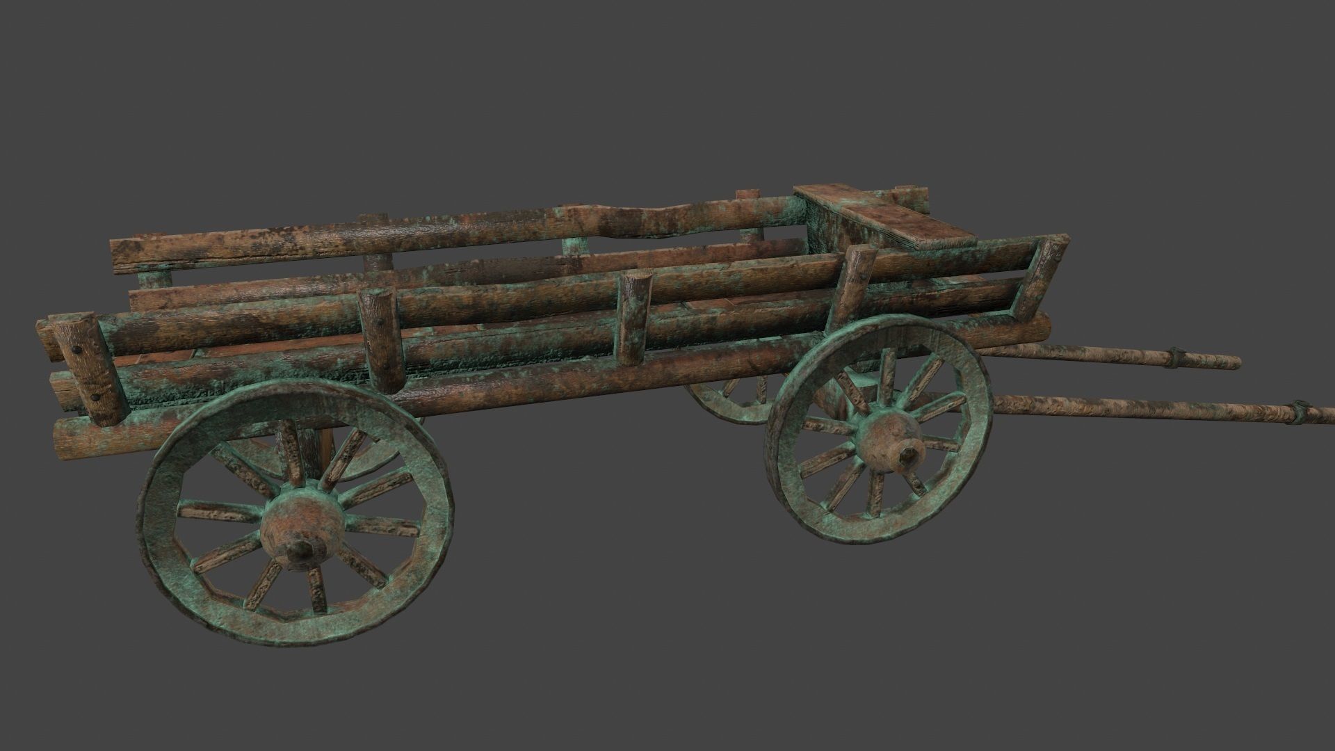 Wooden Cart Low-poly 3D model_6
