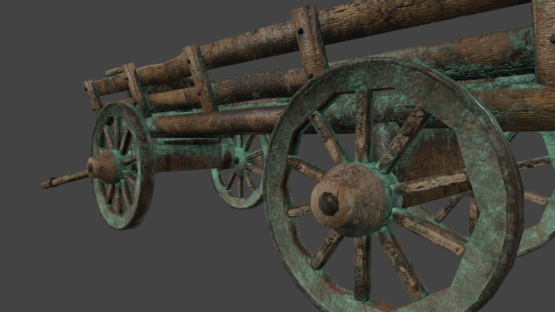 Wooden Cart Low-poly 3D model_12