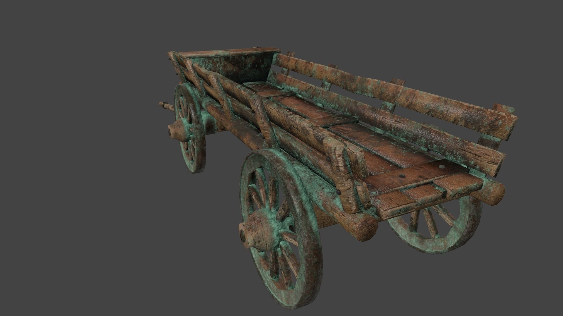 Wooden Cart Low-poly 3D model_9