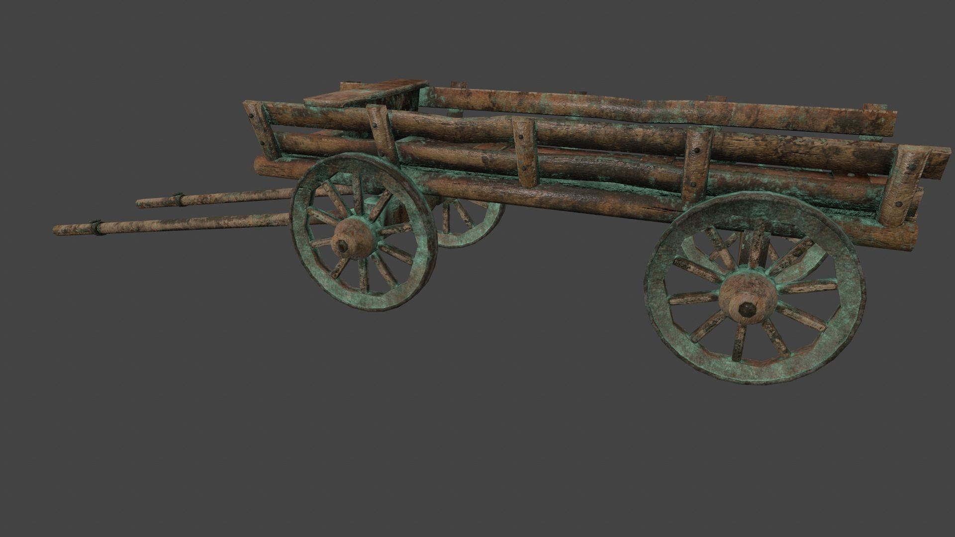 Wooden Cart Low-poly 3D model_10