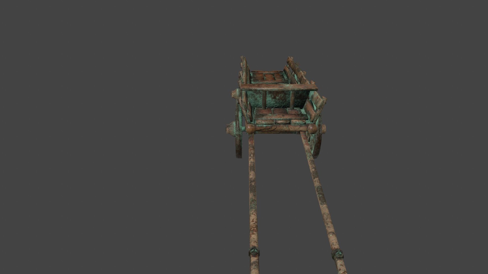 Wooden Cart Low-poly 3D model_4