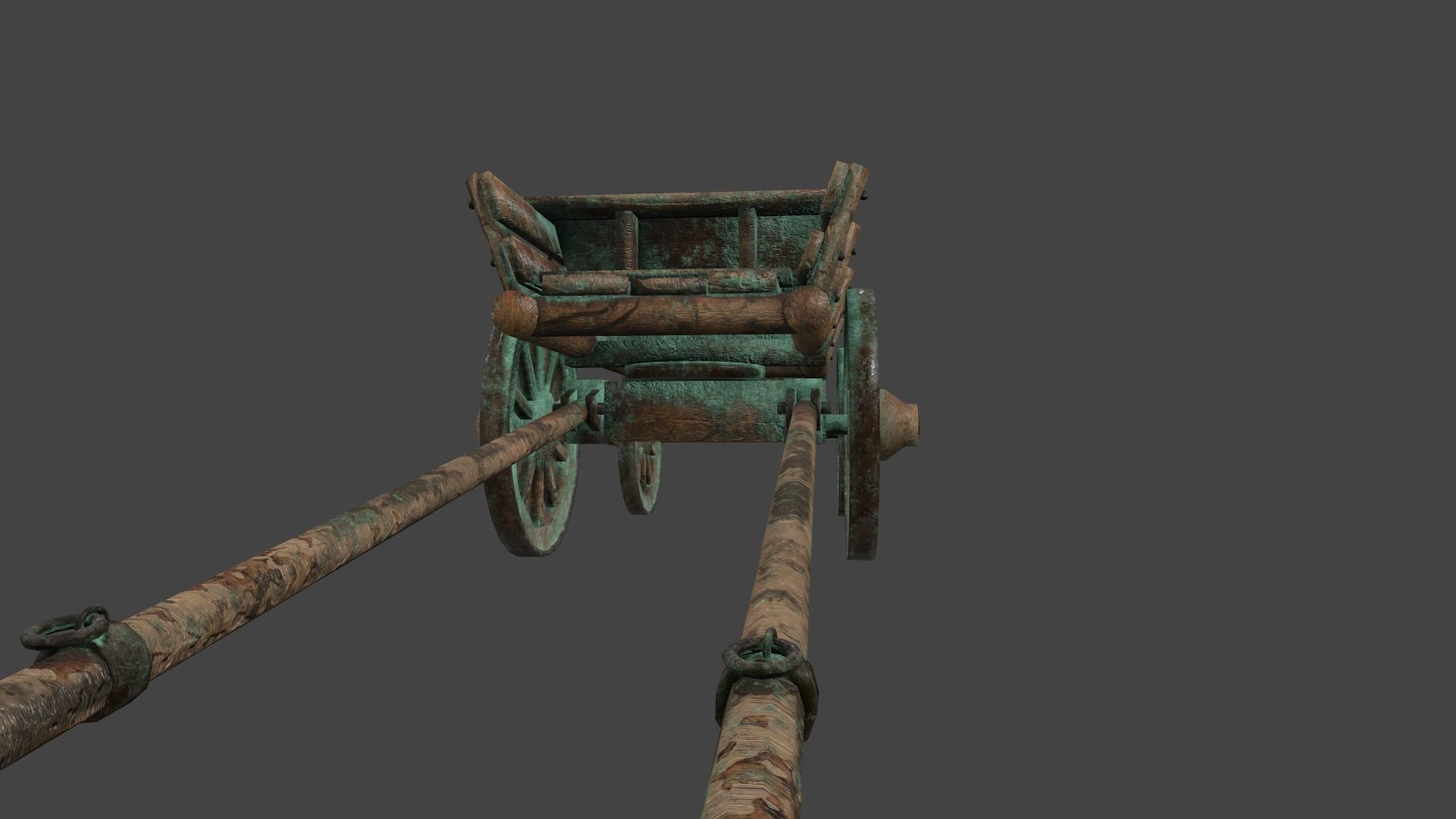 Wooden Cart Low-poly 3D model_16