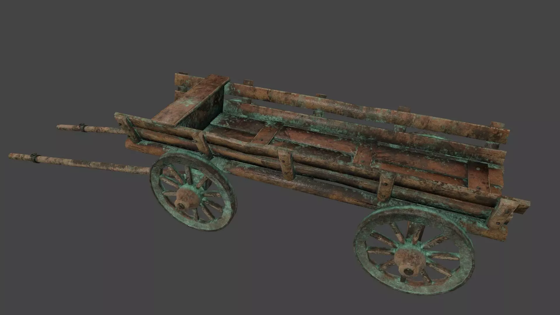 Wooden Cart Low-poly 3D model_0