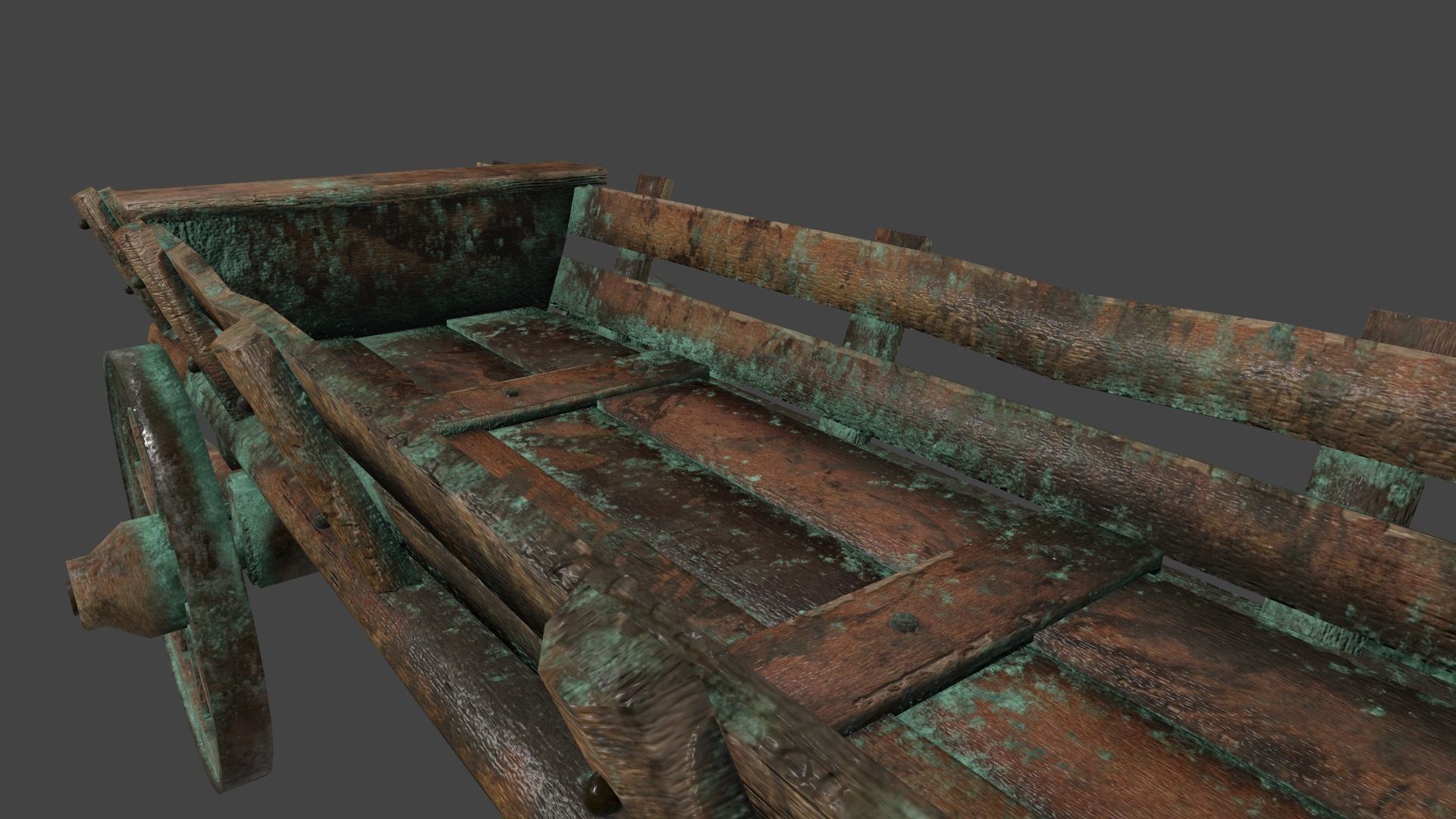 Wooden Cart Low-poly 3D model_14