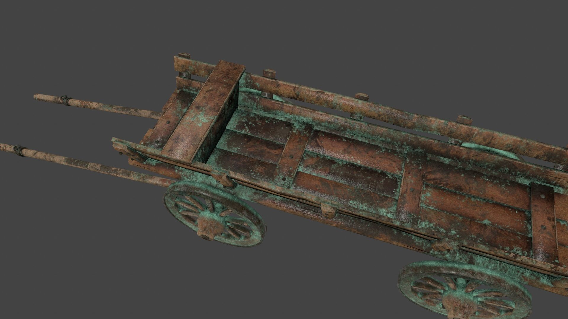 Wooden Cart Low-poly 3D model_11