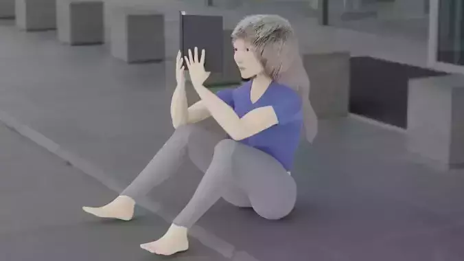 girl with book Low-poly 3D model