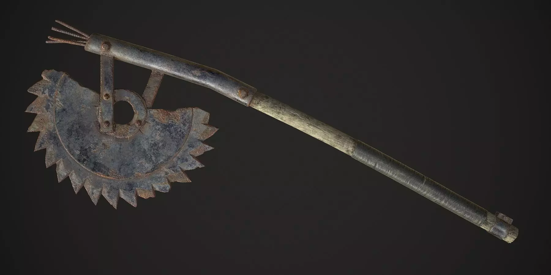 Post-apocalyptic Sawblade Axe Low-poly 3D model