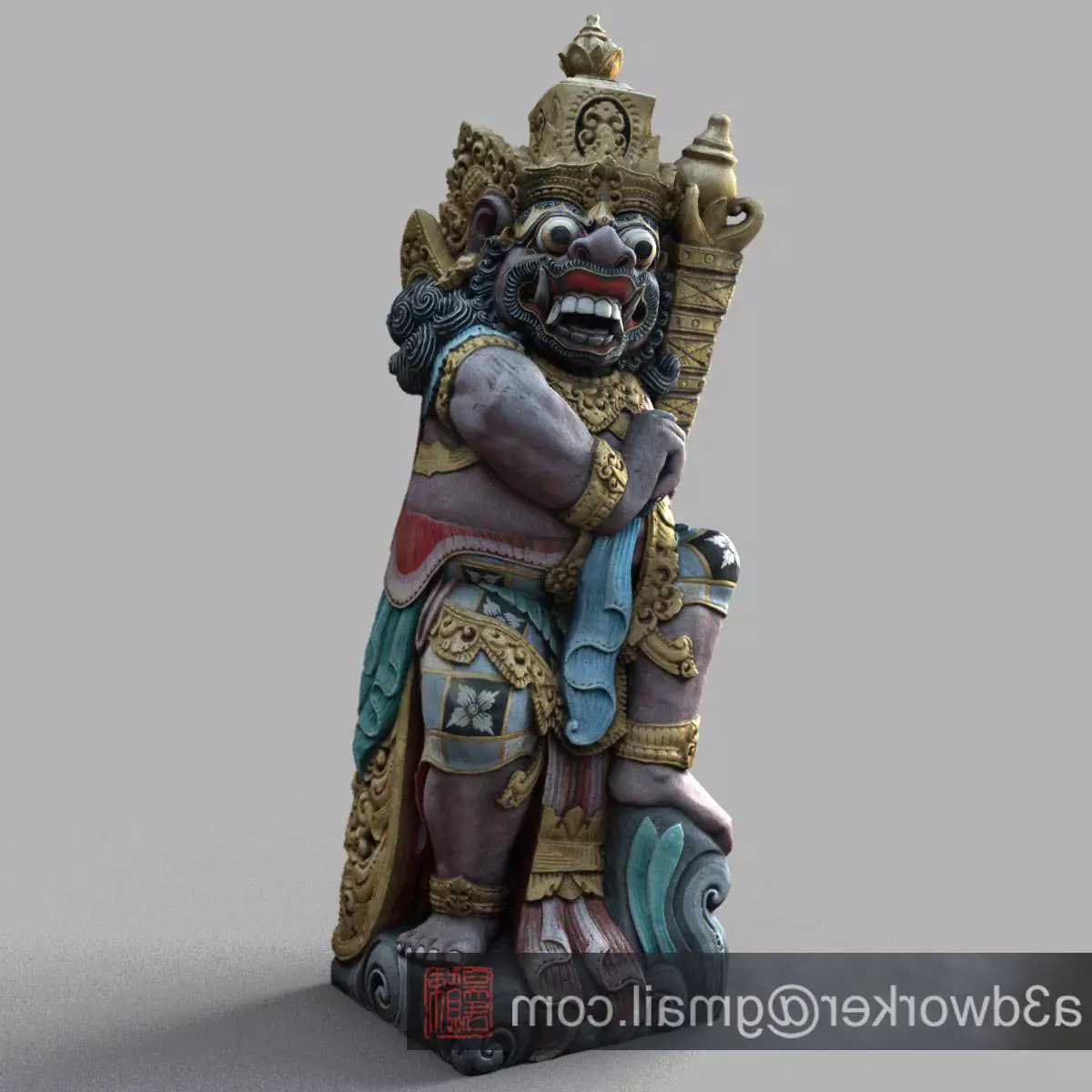 Bali-statue-014 statue of indian god Low-poly 3D model_0