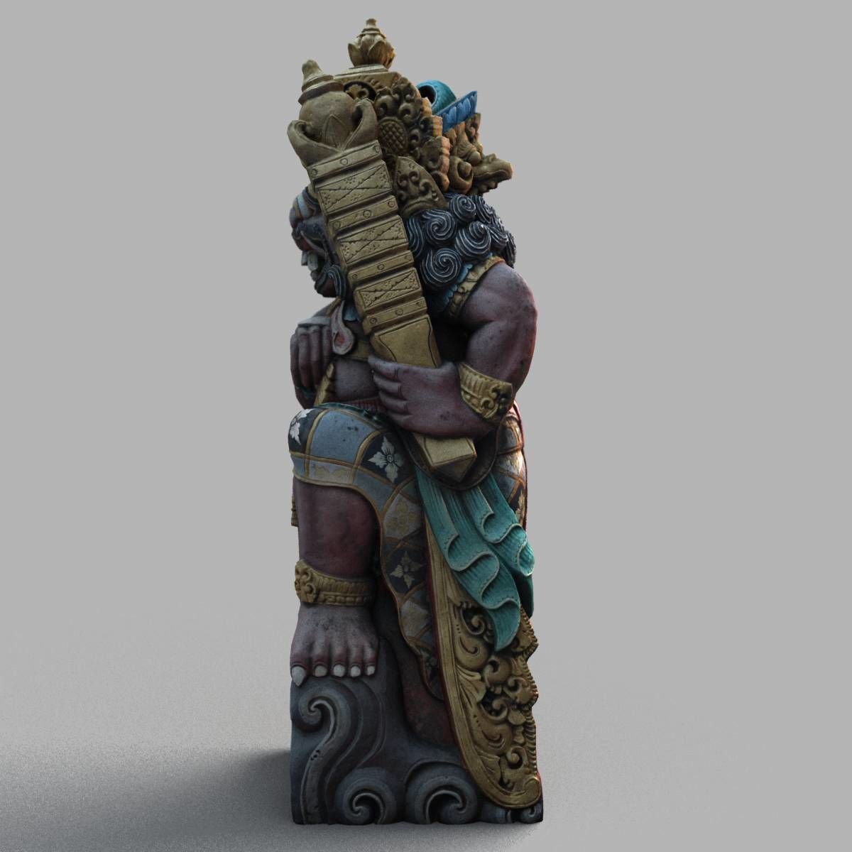 Bali-statue-014 statue of indian god Low-poly 3D model_4