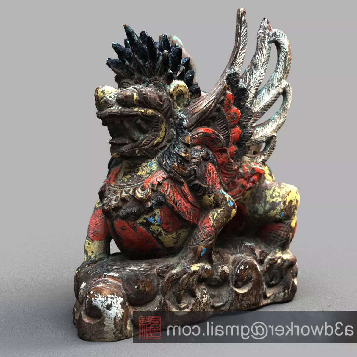 Bali-statue-018 statue of chinese deity Low-poly 3D model_0