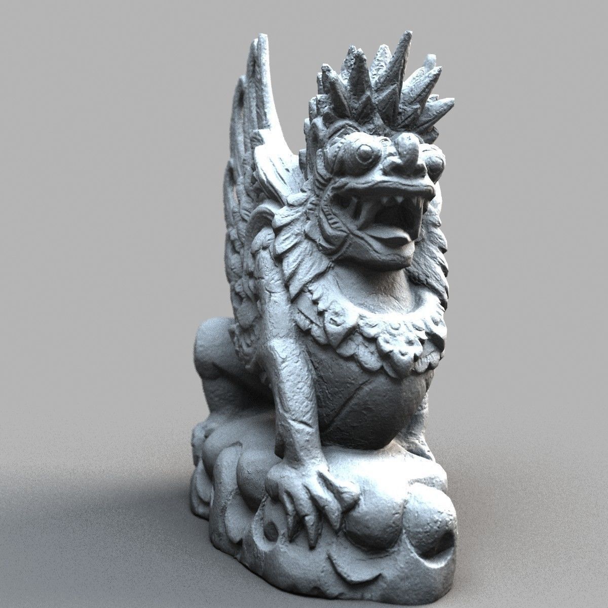 Bali-statue-018 statue of chinese deity Low-poly 3D model_7