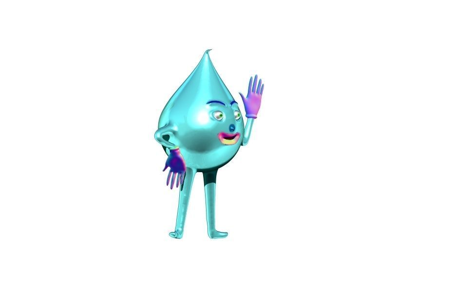 Drops water drop character 3D model_3