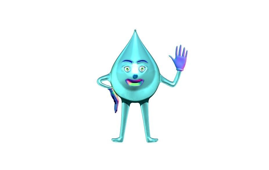 Drops water drop character 3D model_2