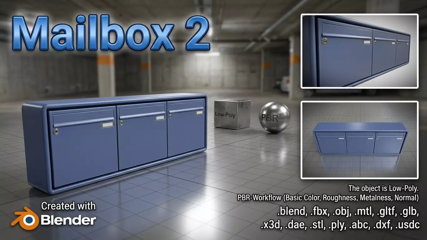 Mailbox 2 - Low-Poly-Verion Low-poly 3D model