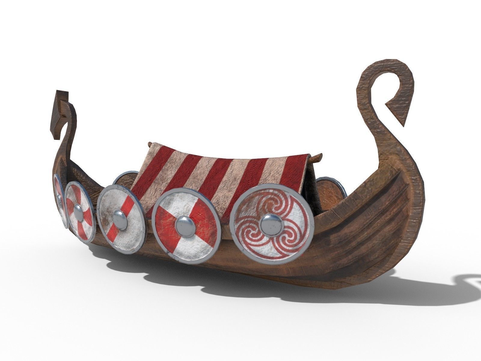 Viking Ship Drakkar PBR Low Poly Low-poly 3D model_2