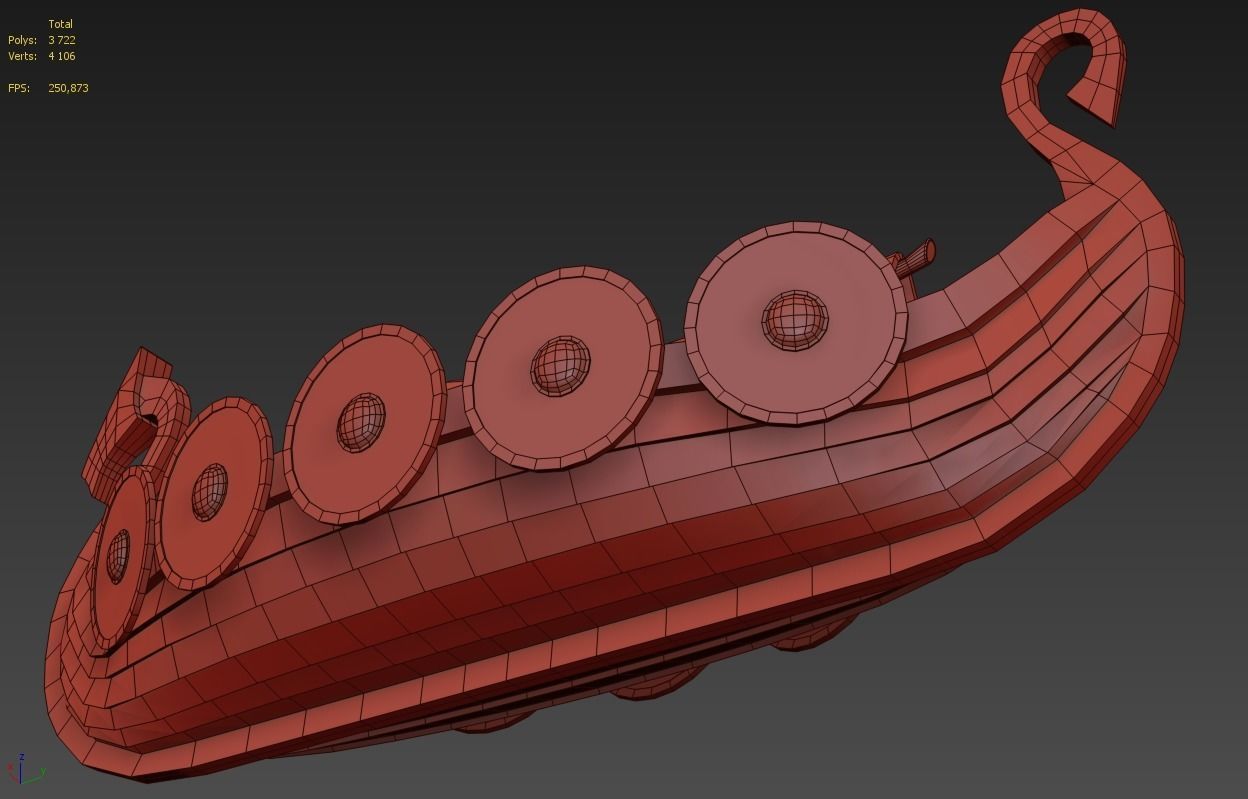 Viking Ship Drakkar PBR Low Poly Low-poly 3D model_7