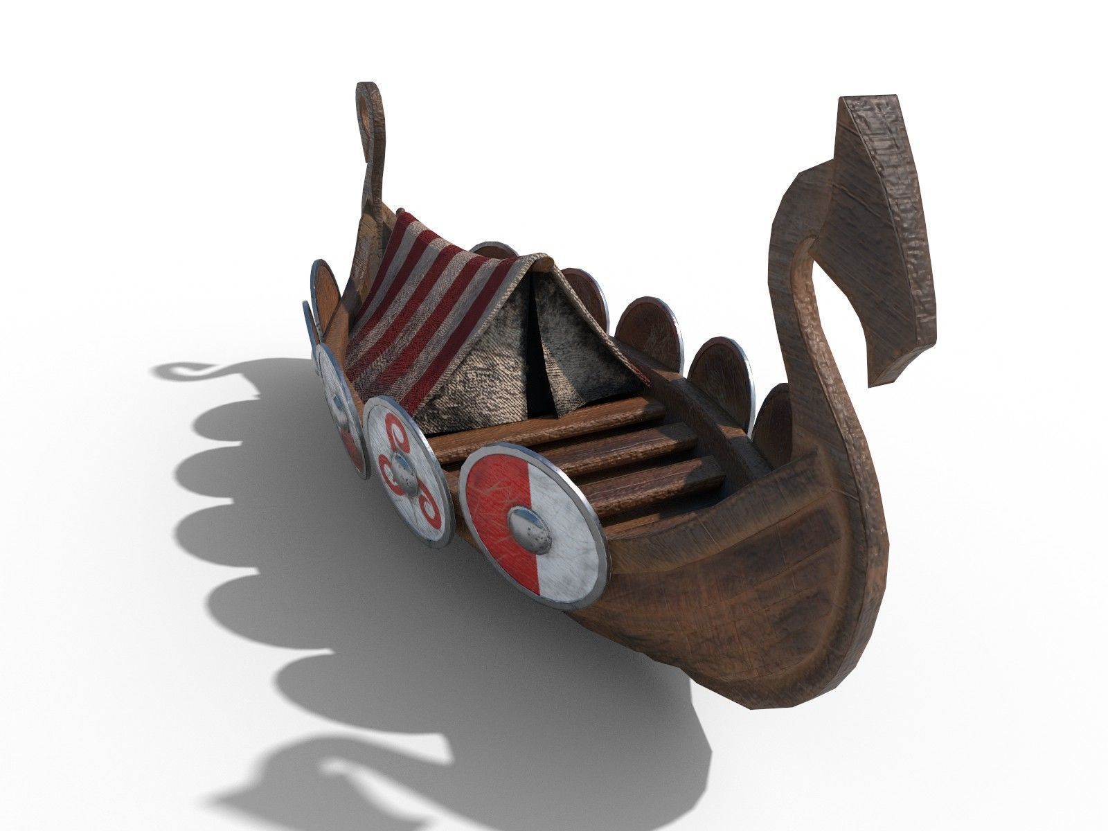 Viking Ship Drakkar PBR Low Poly Low-poly 3D model_4