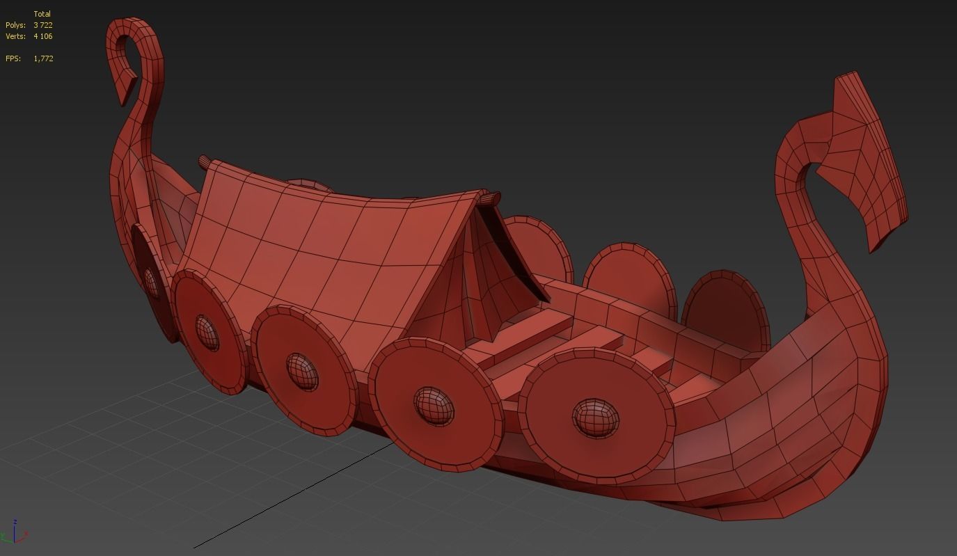 Viking Ship Drakkar PBR Low Poly Low-poly 3D model_8