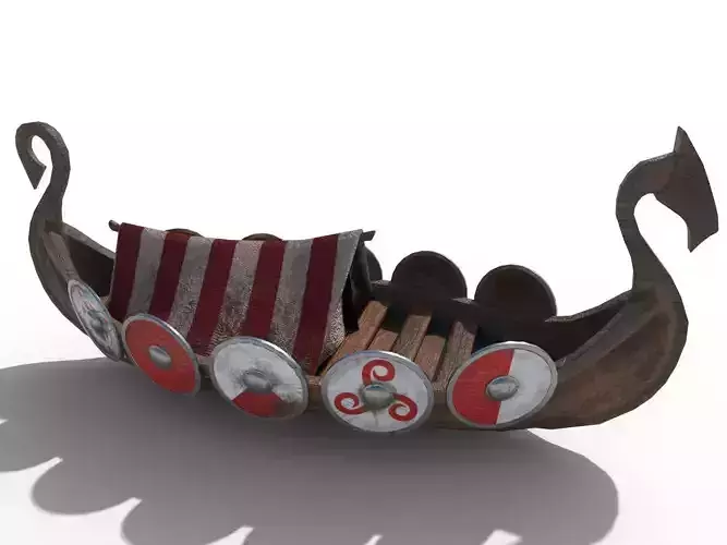 Viking Ship Drakkar PBR Low Poly Low-poly 3D model