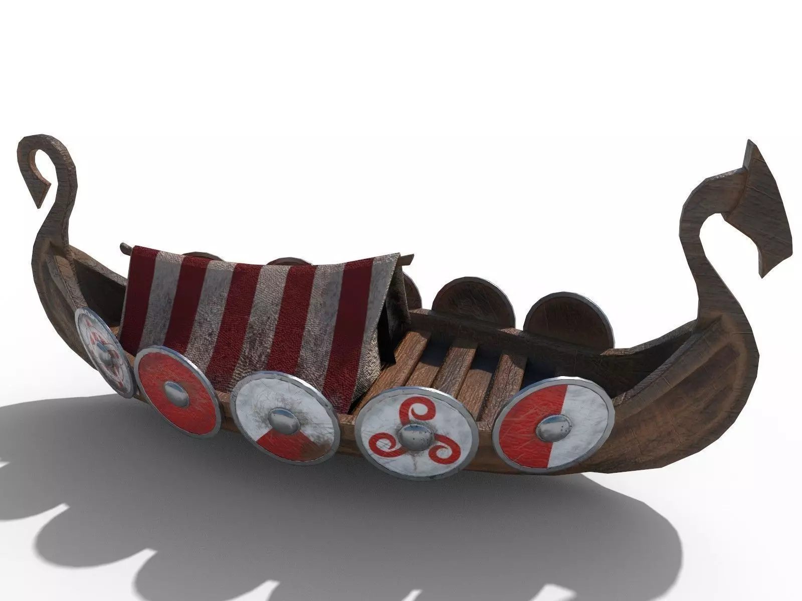 Viking Ship Drakkar PBR Low Poly Low-poly 3D model_0