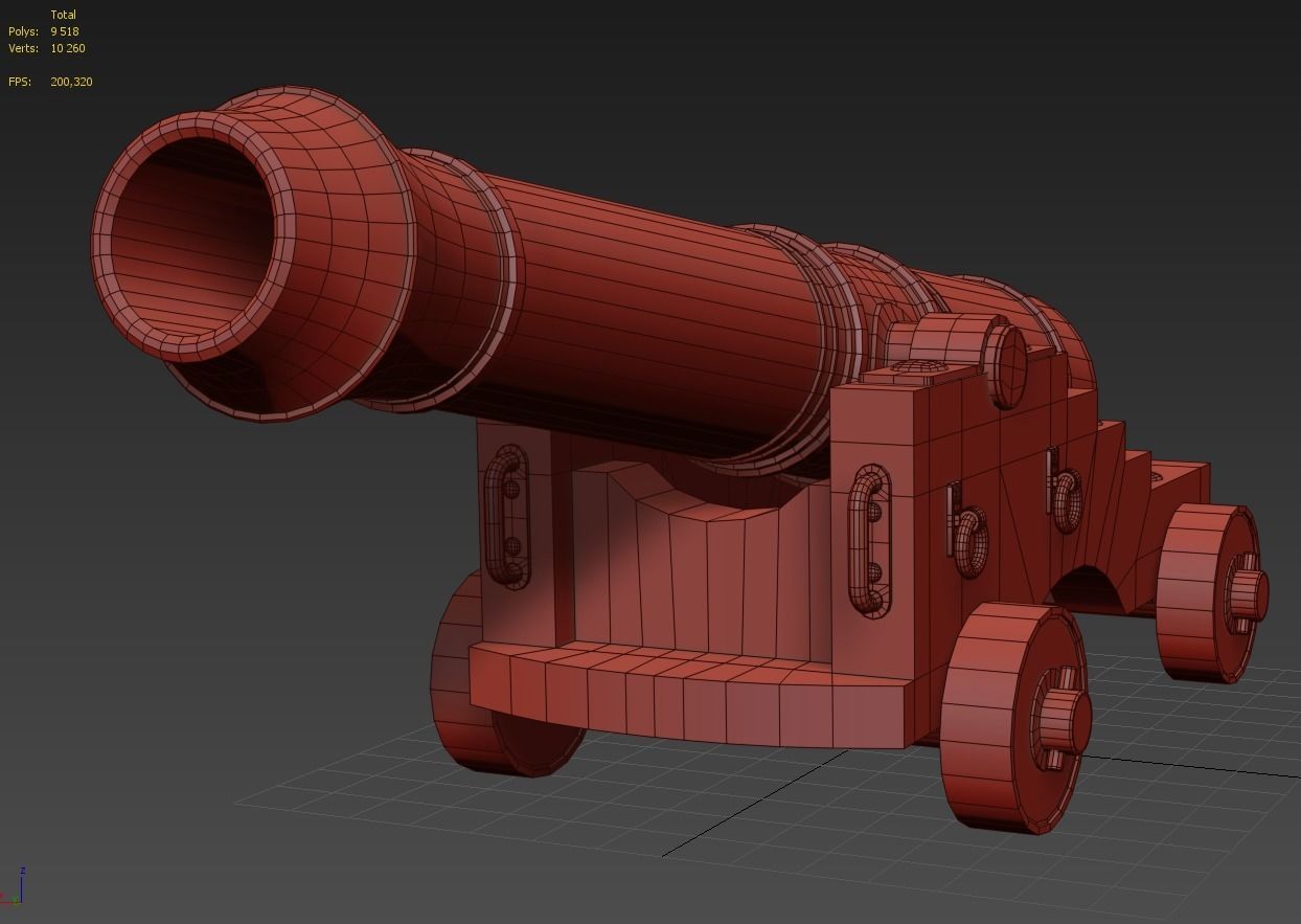Gun Of Ships PBR Low poly Low-poly 3D model_10