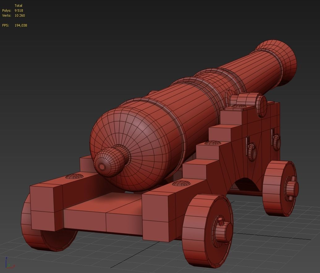 Gun Of Ships PBR Low poly Low-poly 3D model_8