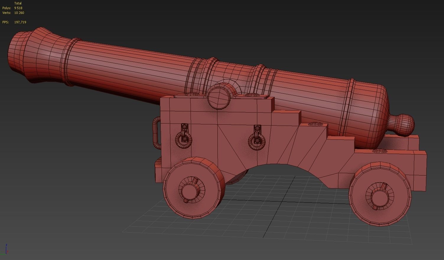 Gun Of Ships PBR Low poly Low-poly 3D model_9